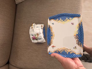 Queijeira Porcelana Flores Dourado sevres