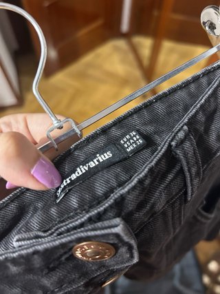 Minifalda Stradivarius Negra Botones talla S