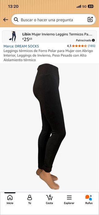 Leggins altos forrados mujer talla L