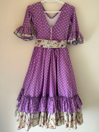 Vestido Flamenca Niña Morado Lunares