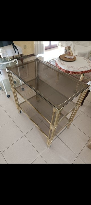 Carrello bar 3 ripiani vetro e metallo