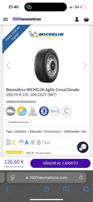 Neumáticos Michelin Agilis CrossClimate + Llantas