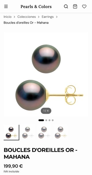 Pendientes Perla Gris 8.7mm Oro Mahana Pearls&Colo