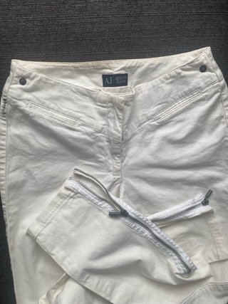 Pantalones Armani Blancos con Cremallera