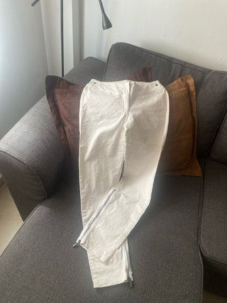 Pantalones Armani Blancos con Cremallera