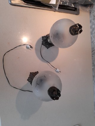 Coppia Lampade Vintage Sfera Vetro Opale