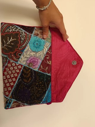 Bolso de mano étnico patchwork realizado a mano