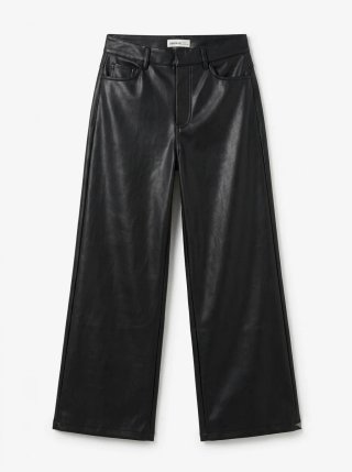 Pantalón ancho efecto piel negro Brownie