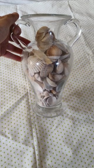 Vaso decorativo con conchiglie