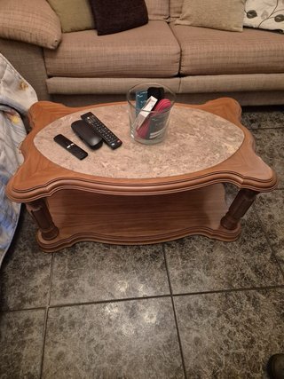 Mesa de centro madera y mármol