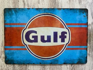 (831) Cartel Metálico Gulf estilo Vintage