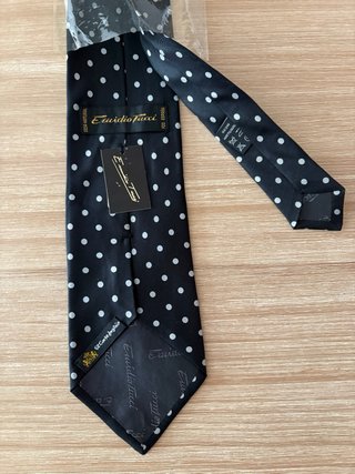 Corbata Emidio Tucci Negra Lunares Blancos Nueva