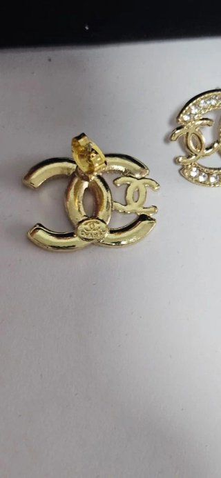 Pendientes Chanel Doble C con Cristales Dorados