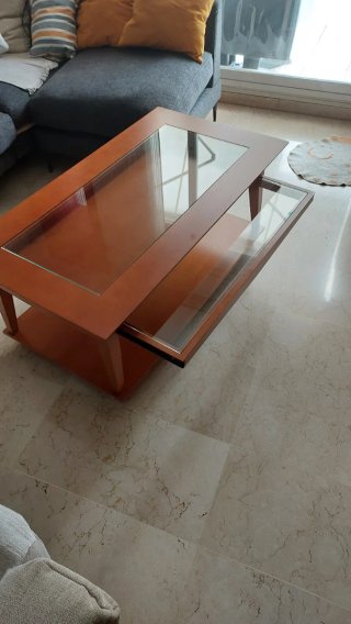 Mesa de centro madera y cristal