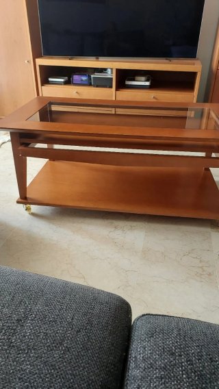 Mesa de centro madera y cristal