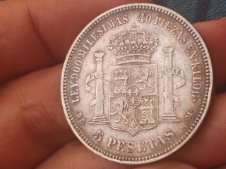 Duro 5 Pesetas Plata 1875 Alfonso XII