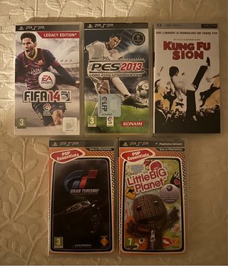 Pack 5 Juegos PSP: FIFA 14, PES 2013, Kung Fu Sión