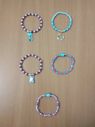 Lote 5 Pulseras Elásticas de 19,5 cm con gatitos