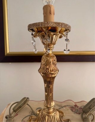 Coppia Lumi Ottone Dorato Stile Classico con stras