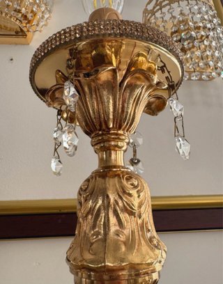 Coppia Lumi Ottone Dorato Stile Classico con stras
