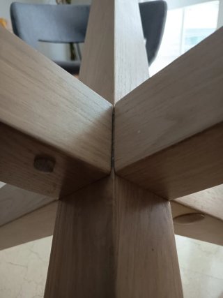 Mesa redonda cristal y madera
