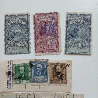 Lotto misto imposte marche italiane usate anni 40