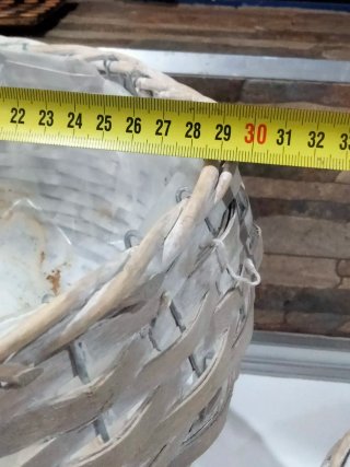 Conjunto 3 maceteros de Mimbre con Patas Madera