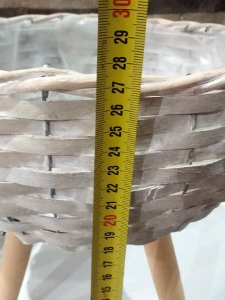 Conjunto 3 maceteros de Mimbre con Patas Madera