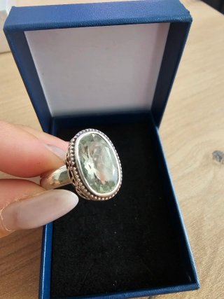Anillo Plata 925 Cuarzo Verde Prasiolita