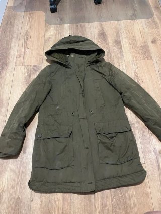 Parka Verde Kaki con Capucha Talla M/L
