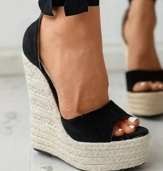 Sandali eleganti con zeppa alta espadrillas n.37
