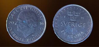Moneda Suecia 1 Corona 2016 Carl XVI