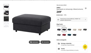 Puff Ikea Vimle con almacenaje gris