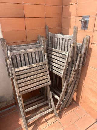 Mesa y 6 Sillas de Exterior Madera