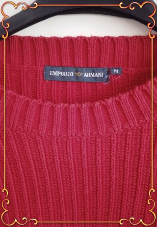 Maglione Girocollo Rosso Costine Trecce ARMANI : M