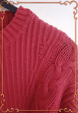 Maglione Girocollo Rosso Costine Trecce ARMANI : M