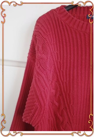 Maglione Girocollo Rosso Costine Trecce ARMANI : M
