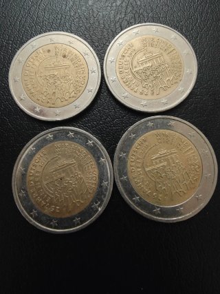 4 Monedas 2 Euros Alemania 2015 cecas ADFG
