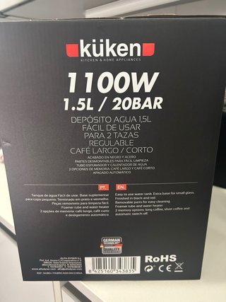 Cafetera Express Küken 20 Bares 1.5L
