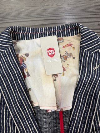 Blazer Vintage Rayas Hombre Azul/Blanco