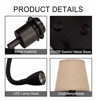 Lámpara de pared doble luz beige y negra NUEVA