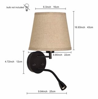 Lámpara de pared doble luz beige y negra NUEVA