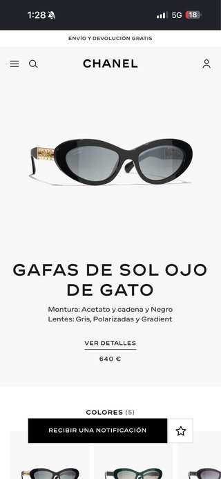 Gafas de sol Chanel negras, rosado, beige doradas