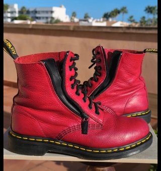 Botines Dr. Martens Zip piel suave color rojo n 39