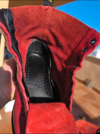 Botines Dr. Martens Zip piel suave color rojo n 39