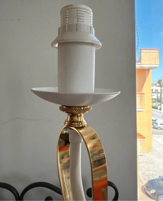 Coppia Lampade Ferro Battuto Dettagli Oro