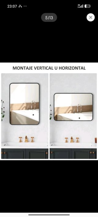 Specchio Rettangolare Nero per Bagno/Ingresso