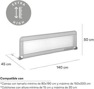 Barrera Cama Jané Abatible 140cm Extra Alta