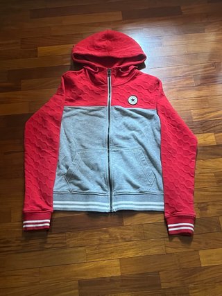 Felpa Converse Grigio e Rossa con Zip