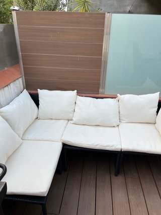 Sofá modular exterior tejido y mimbre